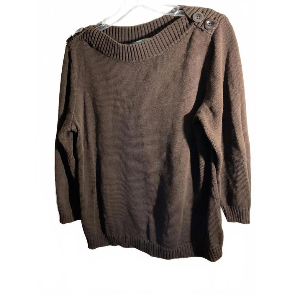 Lauren Jeans Co. Ralph Lauren Brown Knit Sweater with Button Detail XL